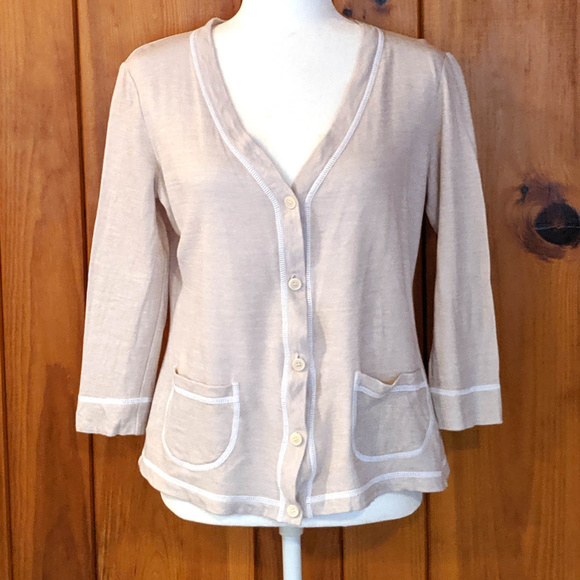 Lafayette 148 New York Sweaters - Cream Button Cardigan Medium Lafayette 148 V-neck